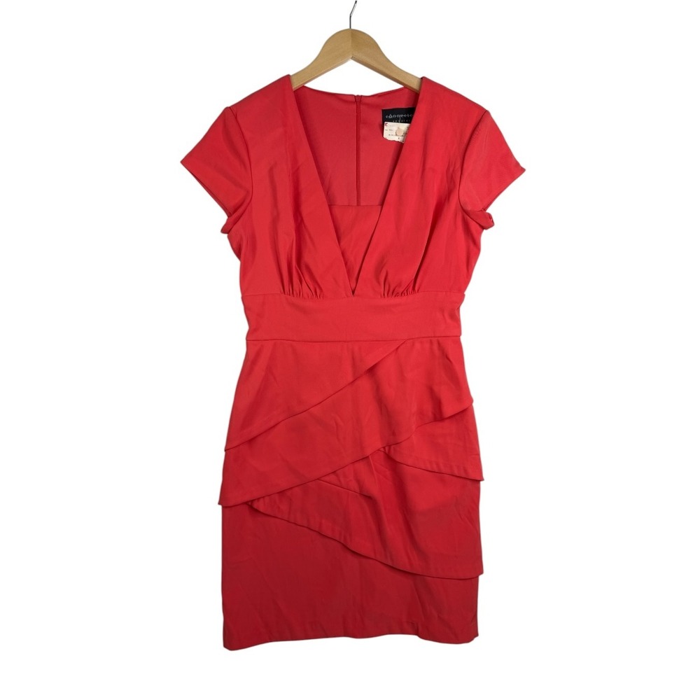 Connected Apparel Womens Tiered Sheath Dress Size 8 Red